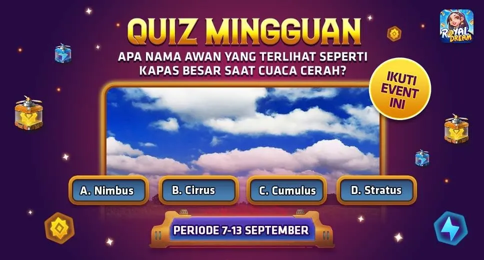 Banner trivia mingguan Royal Dream