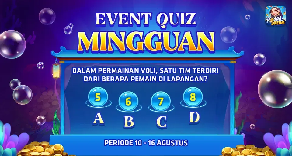 Banner hasil trivia dan pengumuman pemenang Royal Dream
